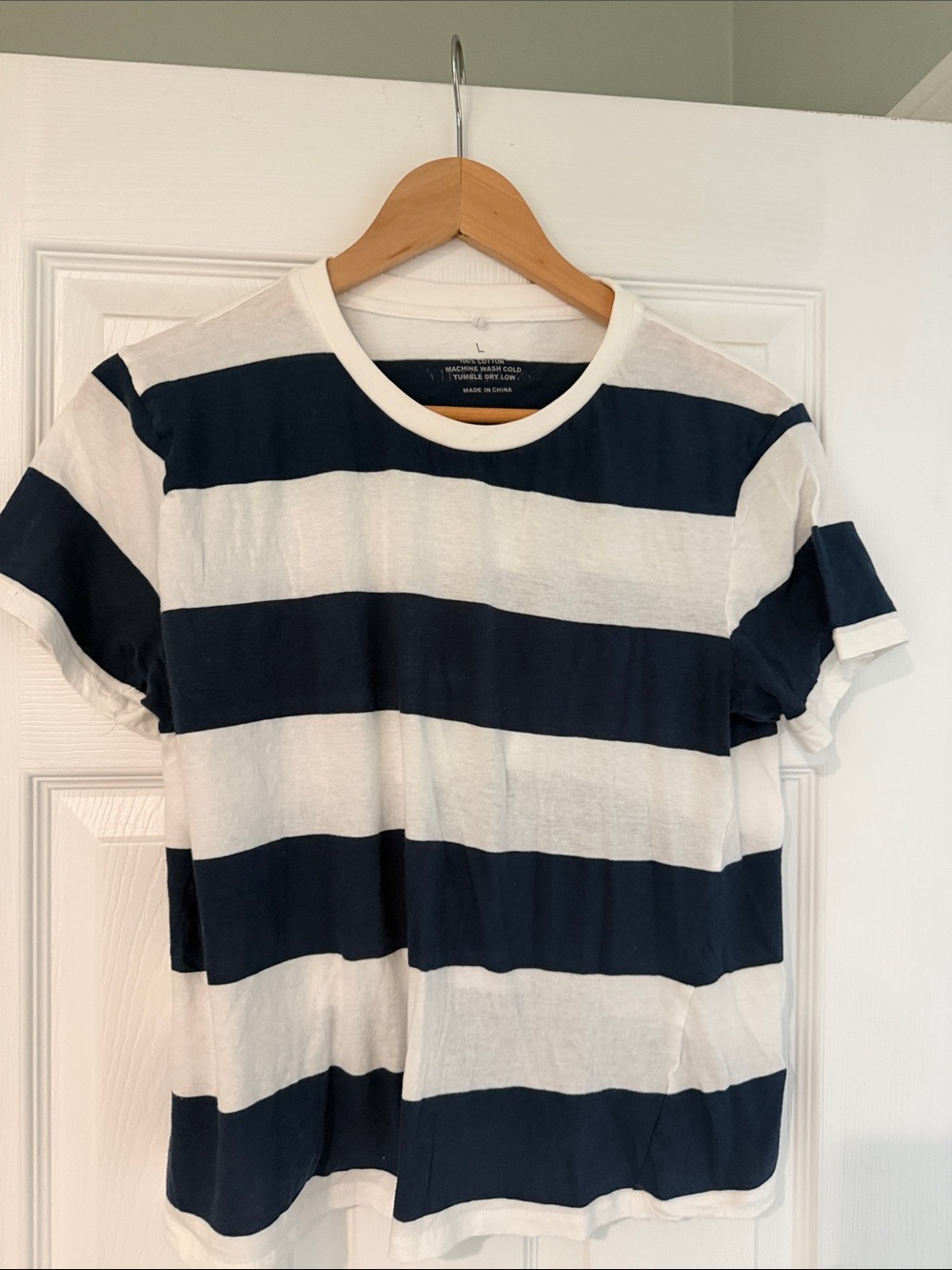 Cynthia Rowley Striped Navy and White Crewneck Tee